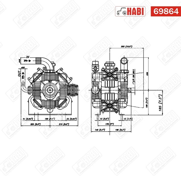 Permetező szivattyú Poly 2180-VD 170l/perc 15 bar Bertolini
