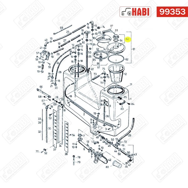 Permetező tartály fedél tömítéssel RAU