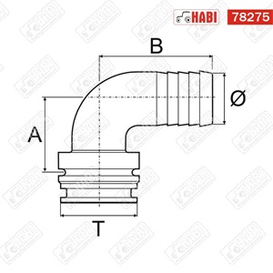Permetező tömlőcsatlakozó 90° T4M apa d=25 mm  ARAG