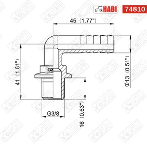 Permetező tömlőcsatlakozó KM 90° d=13 mm 3/8" ARAG