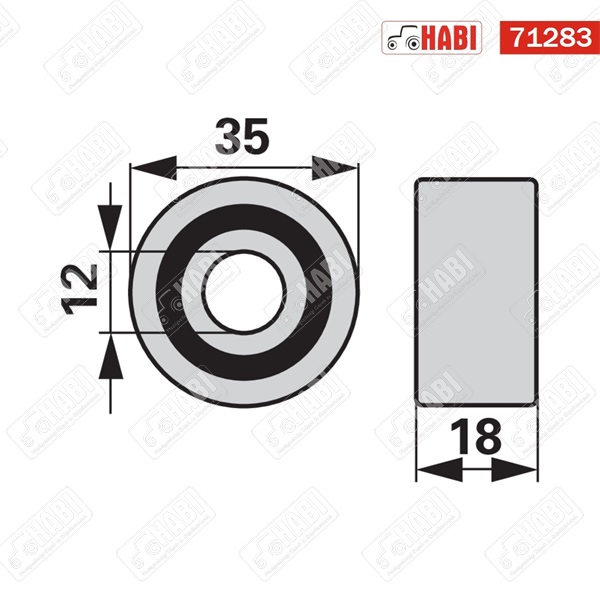 Pöttinger / Landsberg bálázó futógörgő 12x35x18 mm