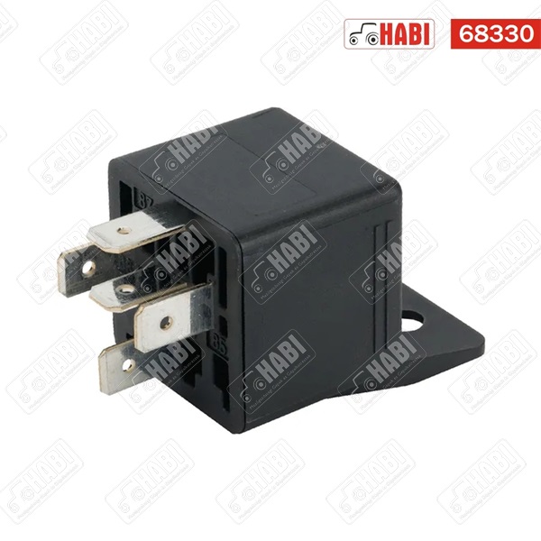 Relé 12V 30A tartóval, 5 pólusú, 6,3 mm-es lapos csúszósarus BOSCH
