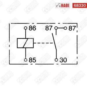 Relé 12V 30A tartóval, 5 pólusú, 6,3 mm-es lapos csúszósarus BOSCH