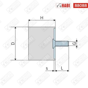 Rezgéscsillapító gumibak 40 x 15 mm M8 L=23 mm