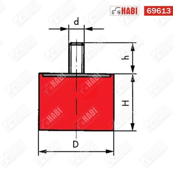 Rezgéscsillapító gumibak 50 x 28 mm M10 L=28 mm