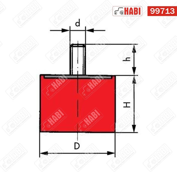 Rezgéscsillapító gumibak 50 x 40 mm M8