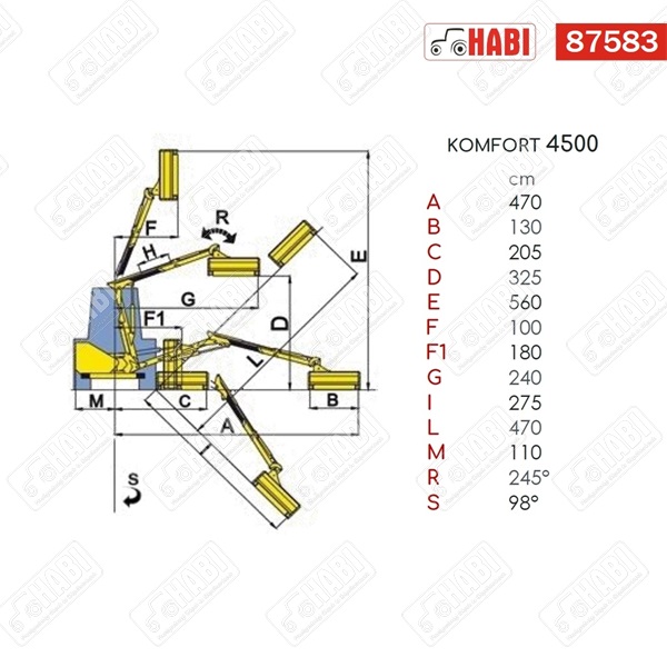Rézsűkasza 4,7m oldalkinyúlással, 130cm vágószélességel /KOMFORT 4500+DS130/5/