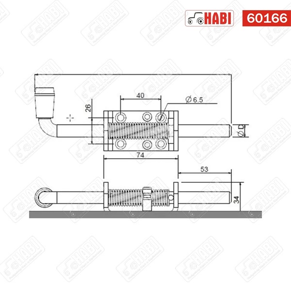 Rugós tolózár 12 mm horganyzott