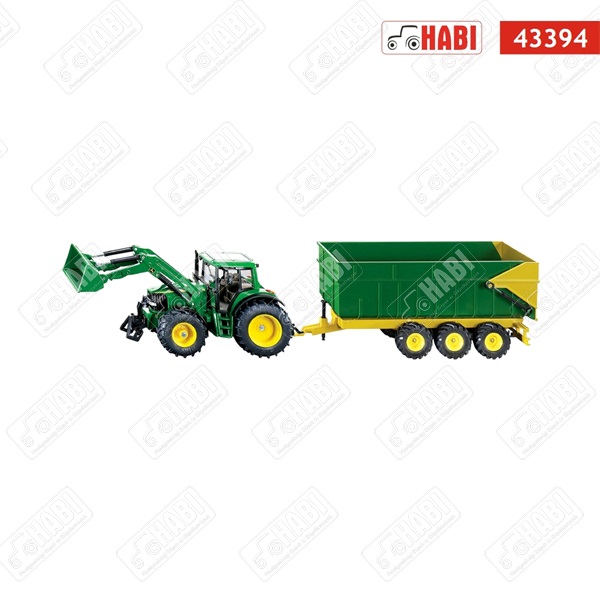 SIKU John Deere homlokrakodóval és pótkocsival