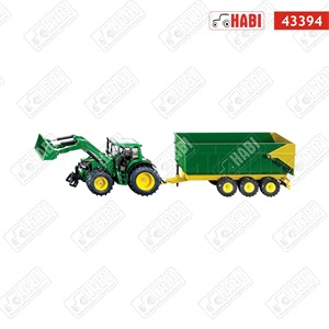 SIKU John Deere homlokrakodóval és pótkocsival