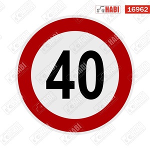 Sebességkorlátozó matrica "40km/h" kicsi, D=125mm