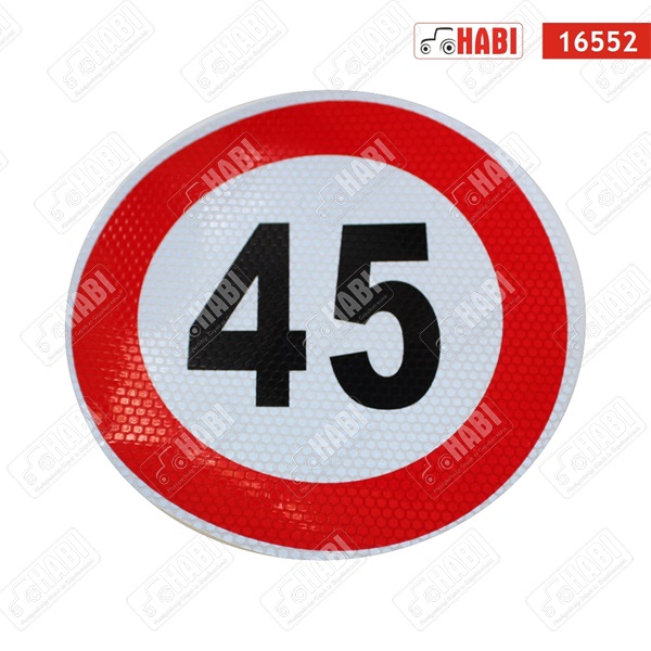Sebességkorlátozó matrica 45KM nagy, D=200mm - fényvisszaverős
