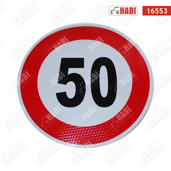 Sebességkorlátozó matrica 50KM nagy, D=200mm - fényvisszaverős