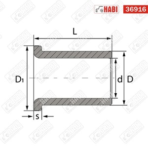 Siklócsapágy persely vállas d=12 mm D=14 mm D"=20 mm L=9 mm PTFE