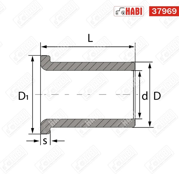 Siklócsapágy persely vállas d=30 mm D=34 mm D"=42 mm L=26 mm PTFE GLT/LHG