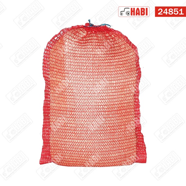 Szájbekötős raschel zsák 25kg 50x80 sötétpiros - 100db/csomag