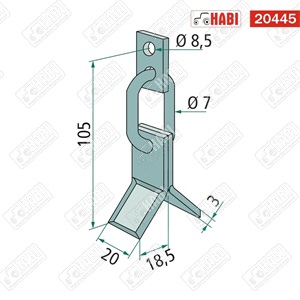 Szárzúzó Y-kés 105x3 mm, furat 8,5 mm, 96 g