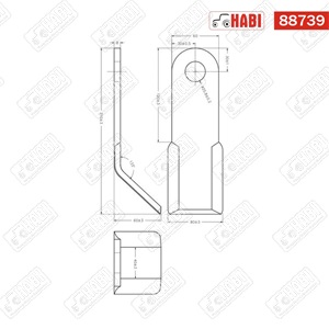 Szárzúzó Y-kés 210x60x8 mm d=25,5 mm Maschio