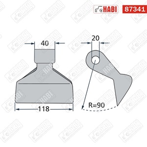 Szárzúzó kalapács SZ=118, rögz=40, furat=20, r=90, 1110g