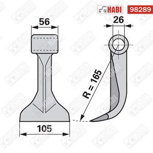 Szárzúzó kalapács 105x56x26 mm R=165 mm