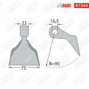 Szárzúzó kalapács SZ=75, rögz=22, furat=16,5, r=95, 710g