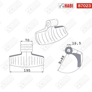 Szárzúzó kalapács SZ=195, rögz=70, furat=16,5, r=88, 2290g