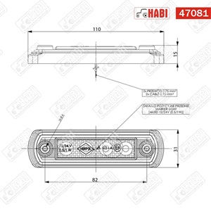 Szélességjelző lámpa LED fehér 82x31x15 mm 12-24V
