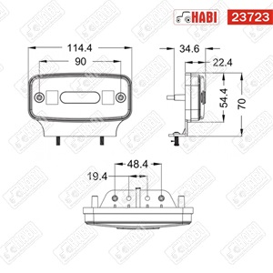 Szélességjelző lámpa LED sárga tartóval 114x70x40 mm 12 V-24 V