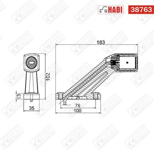 Szélességjelző lámpa karos jobb  LED piros-fehér-sárga (Hella)