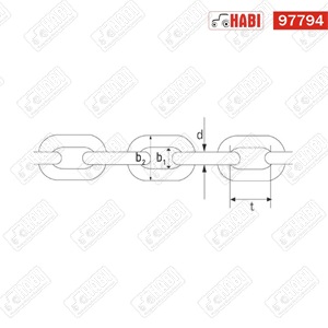 Szemes lánc 16x56 mm, d=16 mm fm