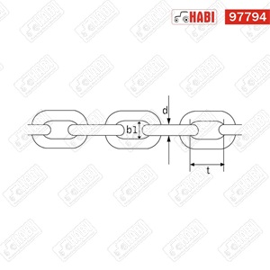 Szemes lánc 16x56 mm, d=16 mm fm