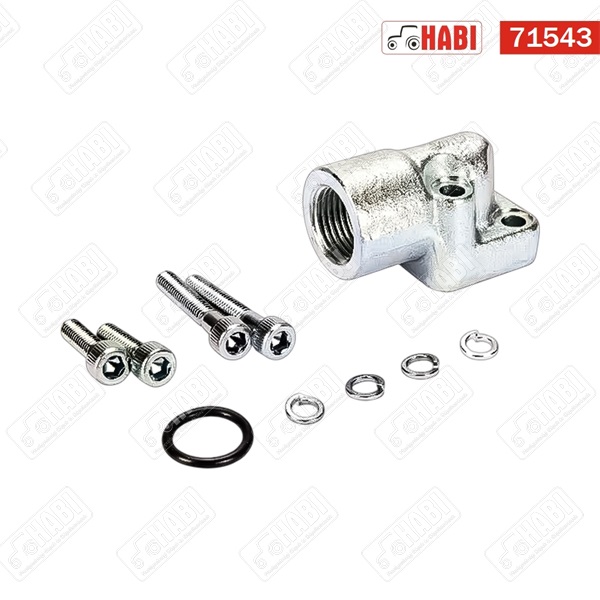 Szivattyú csatlakozó idom 90° osztókör 20mm M6 3/8" OMT