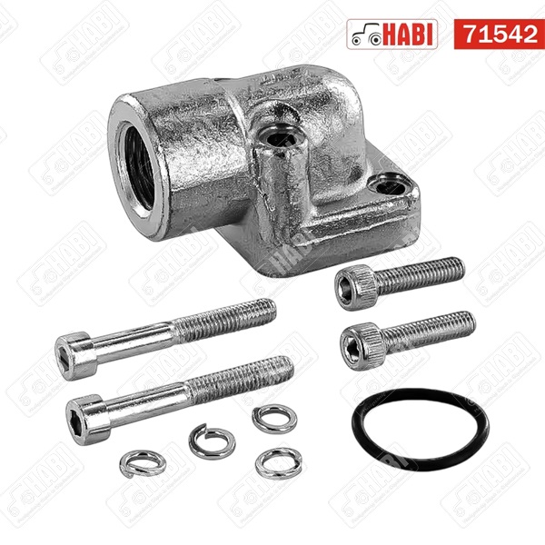 Szivattyú csatlakozó idom 90° osztókör 40mm M6 1/2"