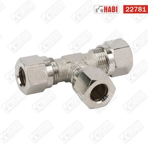 Szorítógyűrűs csatlakozó T-idom 6-6-6 mm réz-nikkel