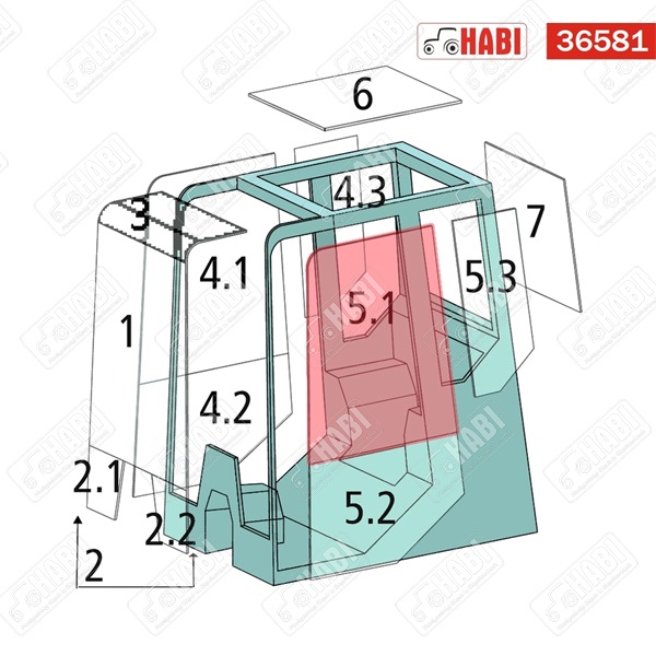 Takeuchi ajtóüveg 2 furatos 1358x570 mm