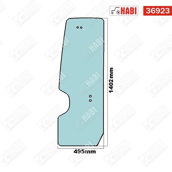 Takeuchi ajtóüveg 4 furatos 1402x495 mm