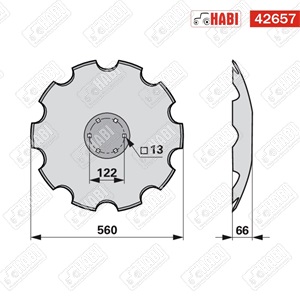 Tárcsalap csipkés 560x4,0 mm 6 lyukas rövidtárcsa