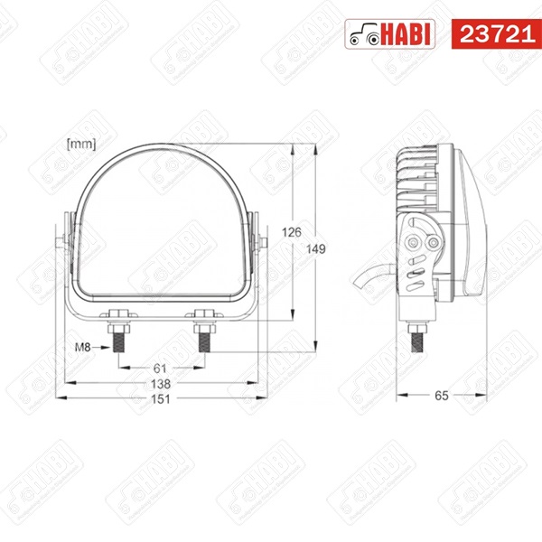 Targonca figyelmeztető munkavédelmi fény (piros félkör) 10-80V LED ECE R10