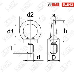 Gyűrűs csavar M10x1,5 L=17 mm D=45 mm d=25 mm hg.