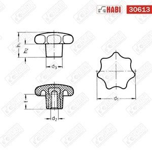Tekerő gomb menetes belsővel M10x50