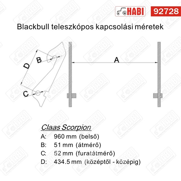 Teleszkópos trágyavilla 1600L, 2,4m (BLACKBULL)