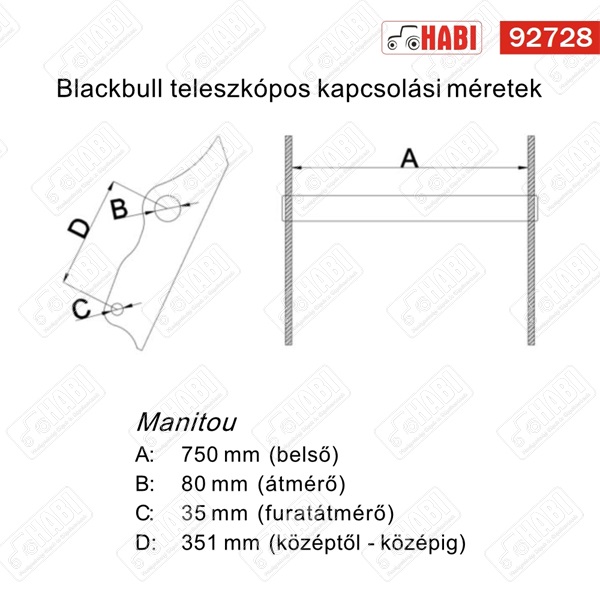 Teleszkópos trágyavilla 1600L, 2,4m (BLACKBULL)