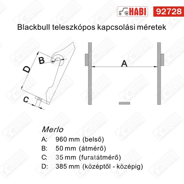 Teleszkópos trágyavilla 1600L, 2,4m (BLACKBULL)