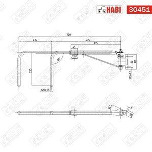 Tükörtartó teleszkópos 560-785 mm bal Smat Nord