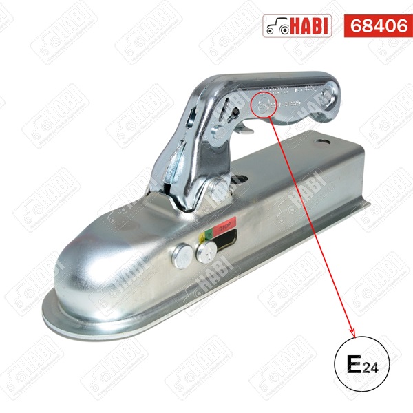 Utánfutó vonófej/kapcsolófej szögletes 800 kg, E jeles, 50 mm