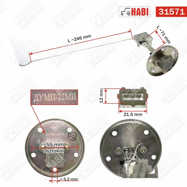 MTZ Üzemanyag szintjelző adó -22M 1005/1025/1221