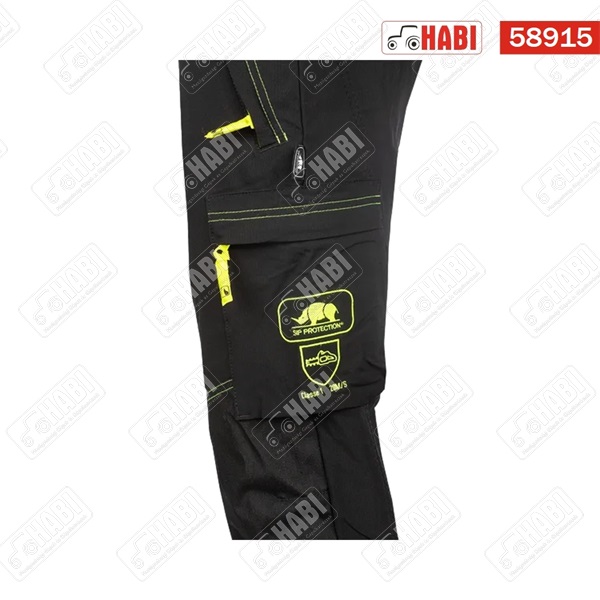 Vágásbiztos láncfűrész-nadrág, vízlepergető, XL, Hi-Vis, fekete, SIP