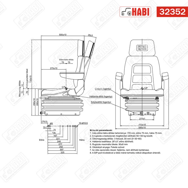 Vezetőülés kartám+fejtám olasz típusú - szövet HBR