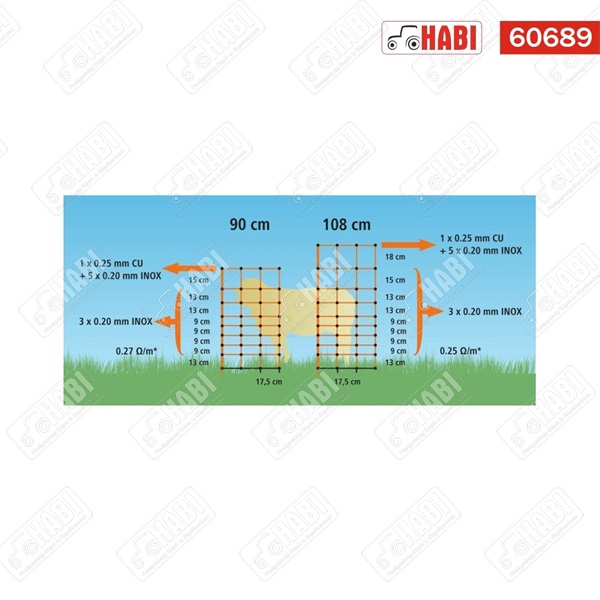 Villanypásztor háló Ovinet H=108cm L=50m AKO