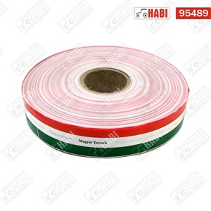 Zsákjelző szalag nemzeti színű "magyar termék" felirattal (50mm) 1200m